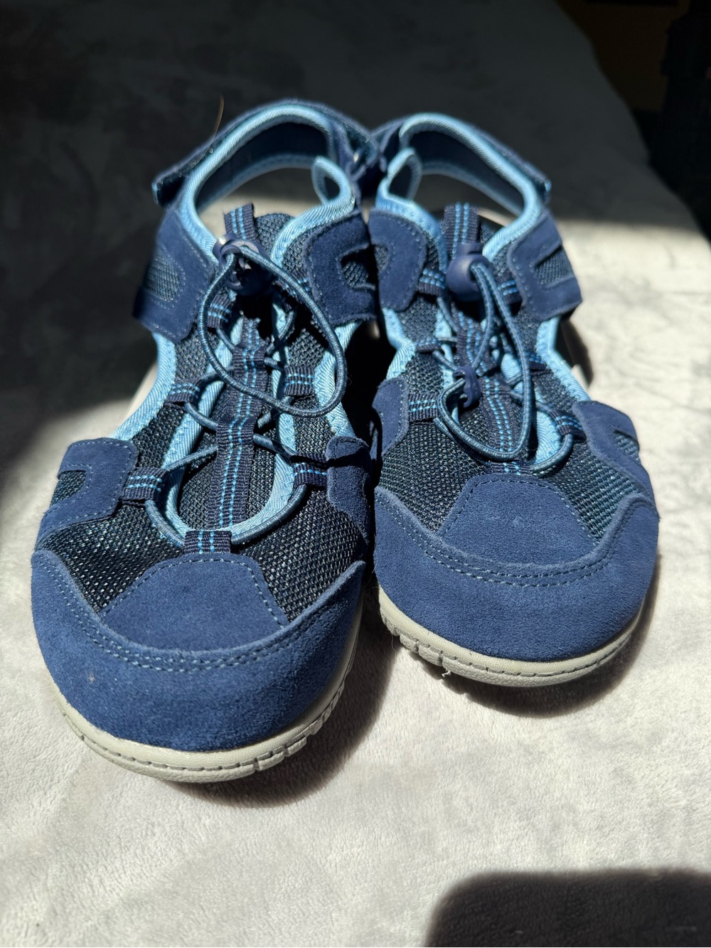 Lands' End Navy and Light Blue boys Sport Sandals Summer Beach 9